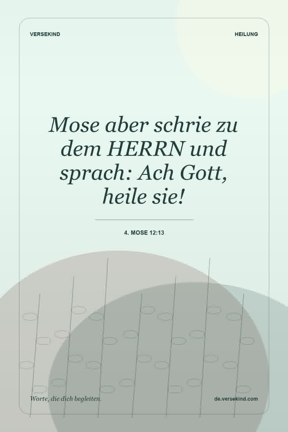 Mose aber schrie zu dem HERRN und sprach: Ach Gott, heile sie! — 4. Mose 12:13