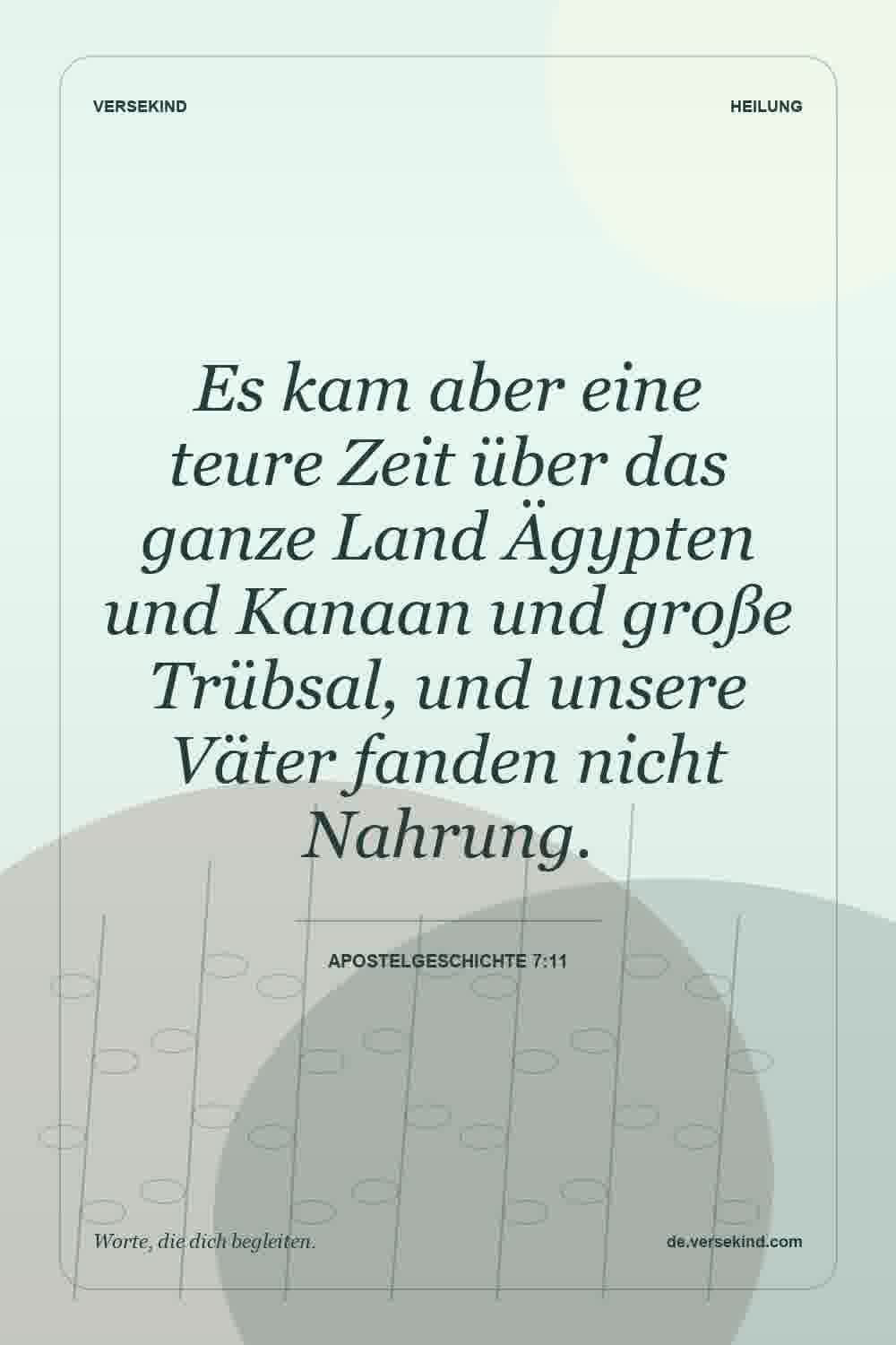 Es kam aber eine teure Zeit über das ganze Land Ägypten und Kanaan und große Trübsal, und unsere Väter fanden nicht Nahrung. — Apostelgeschichte 7:11