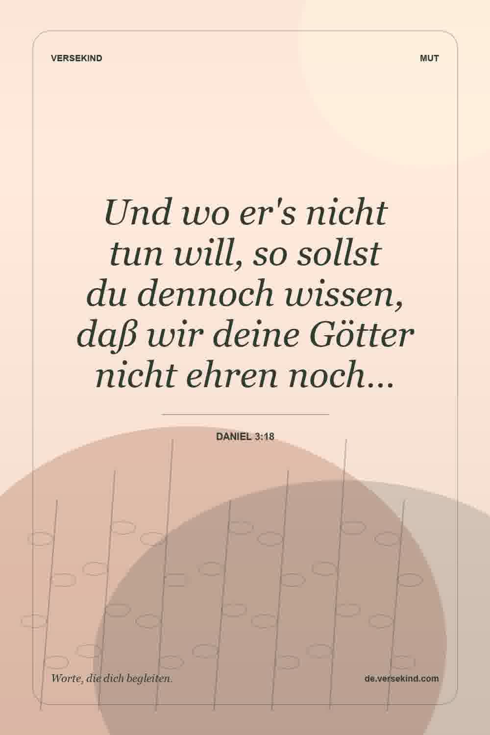 Und wo er's nicht tun will, so sollst du dennoch wissen, daß wir deine Götter nicht ehren noch… — Daniel 3:18