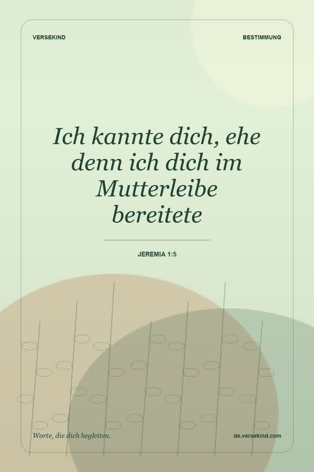 Ich kannte dich, ehe denn ich dich im Mutterleibe bereitete — Jeremia 1:5