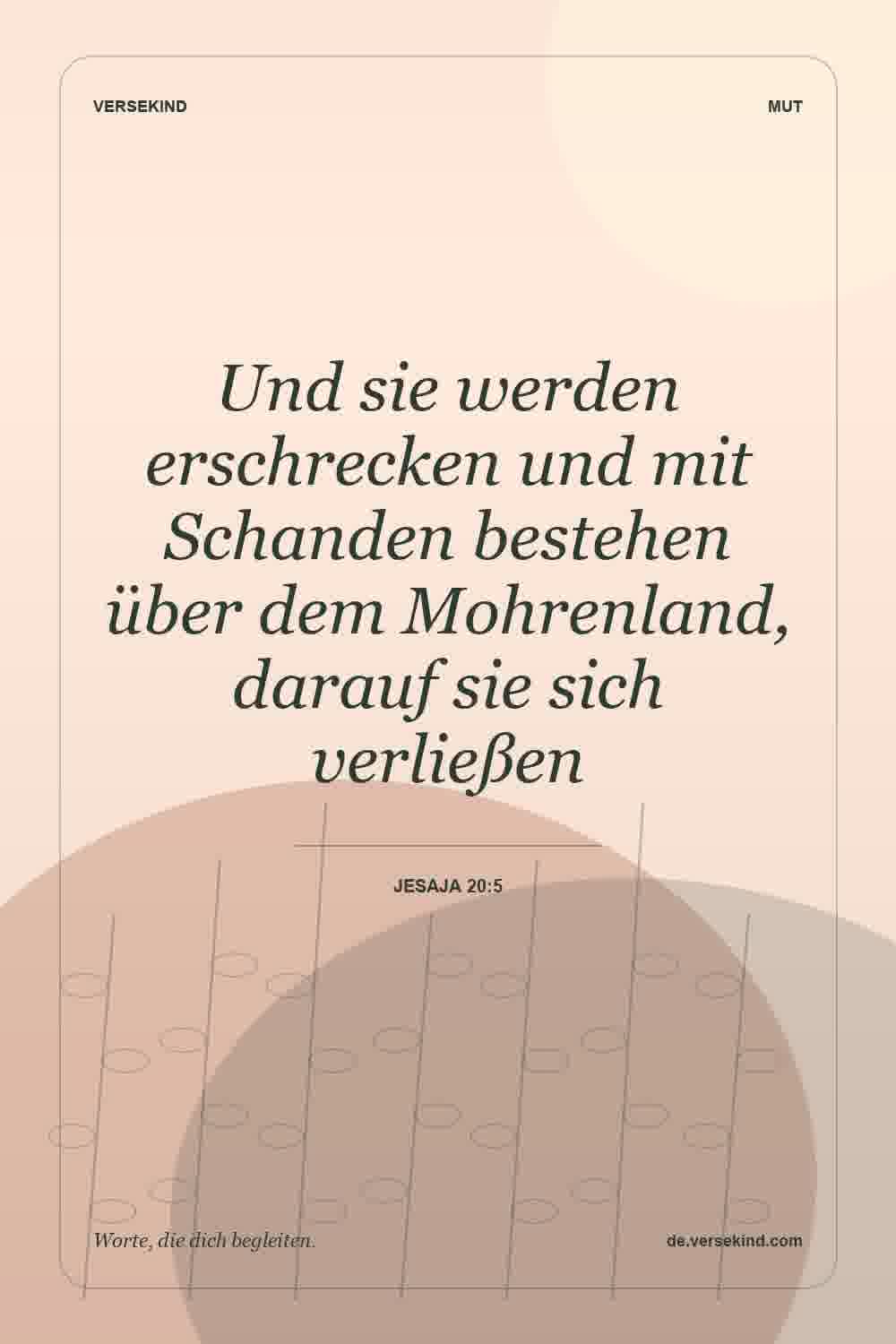 Und sie werden erschrecken und mit Schanden bestehen über dem Mohrenland, darauf sie sich verließen — Jesaja 20:5