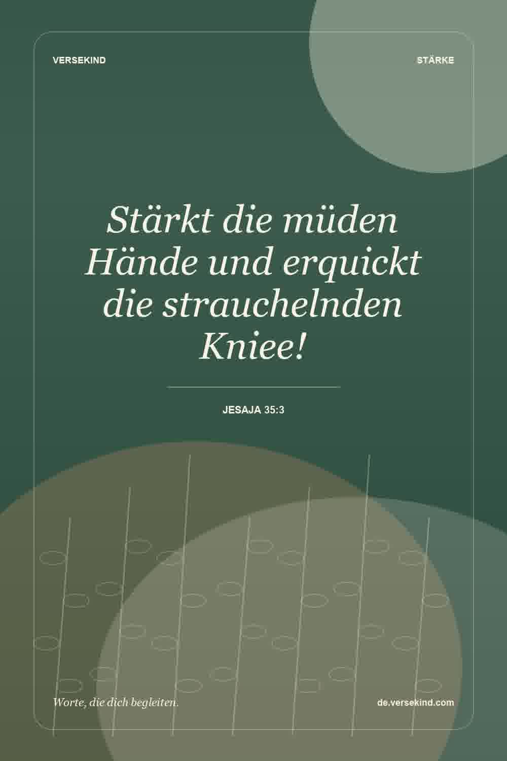 Stärkt die müden Hände und erquickt die strauchelnden Kniee! — Jesaja 35:3
