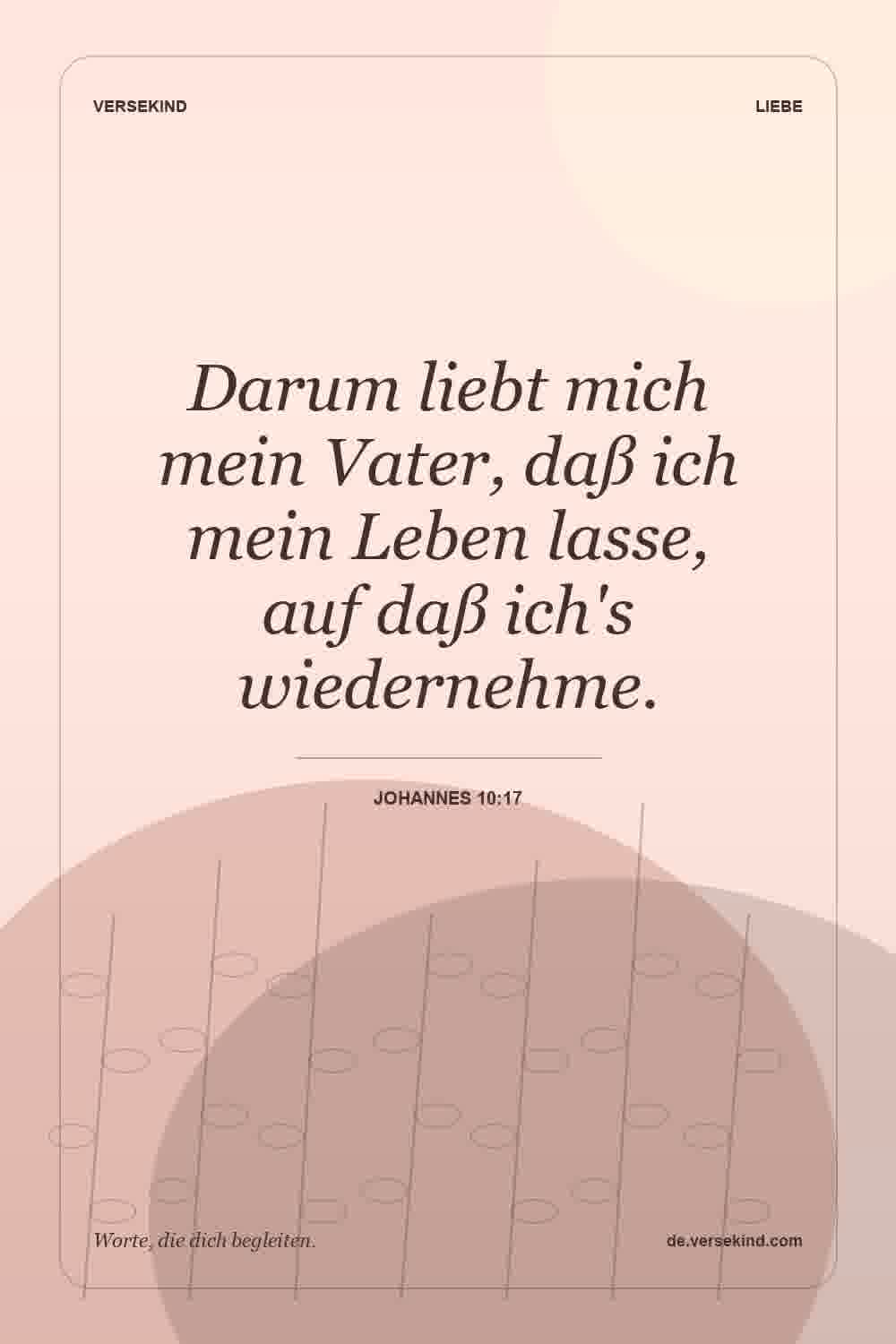 Darum liebt mich mein Vater, daß ich mein Leben lasse, auf daß ich's wiedernehme. — Johannes 10:17