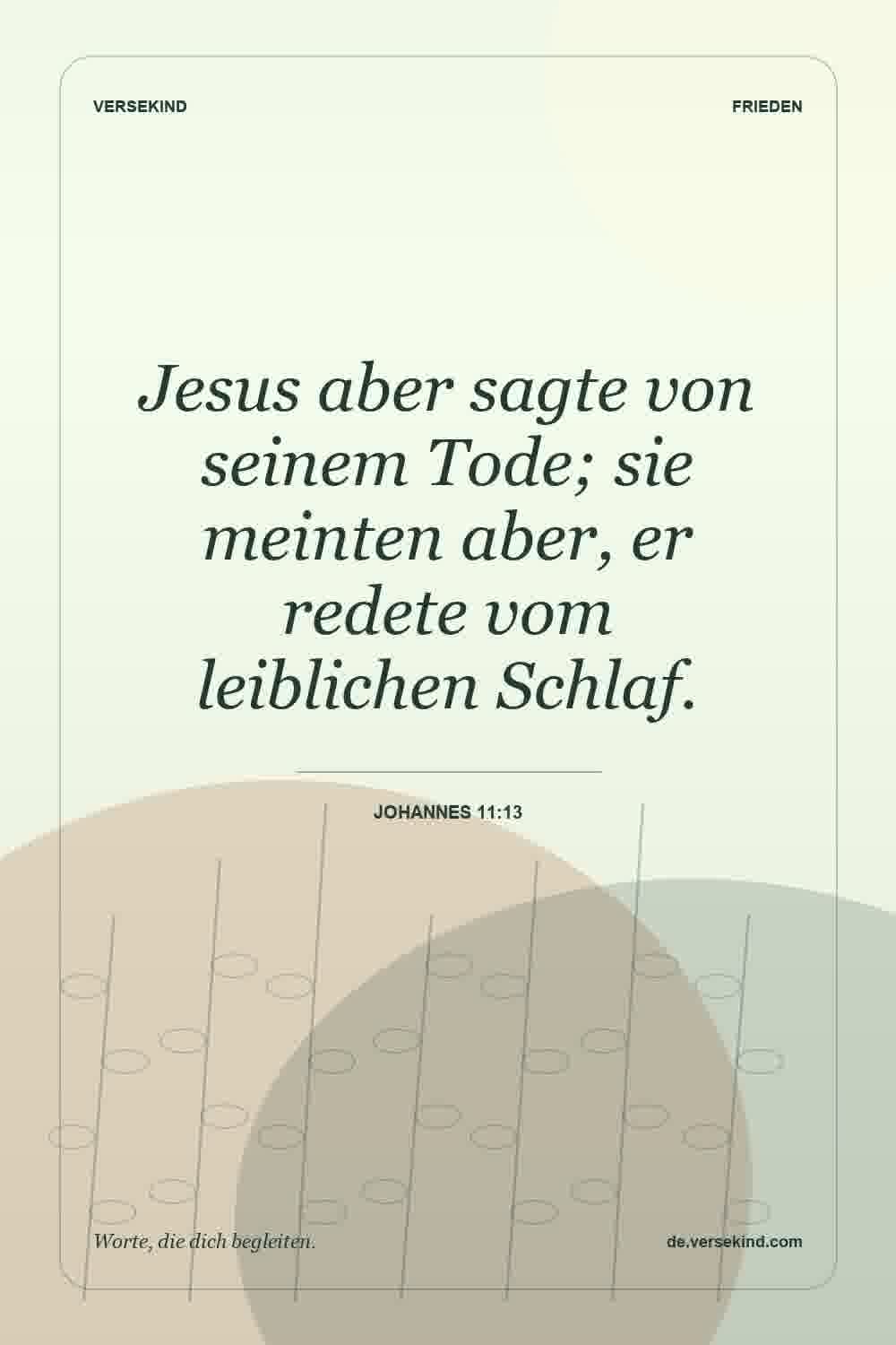 Jesus aber sagte von seinem Tode; sie meinten aber, er redete vom leiblichen Schlaf. — Johannes 11:13