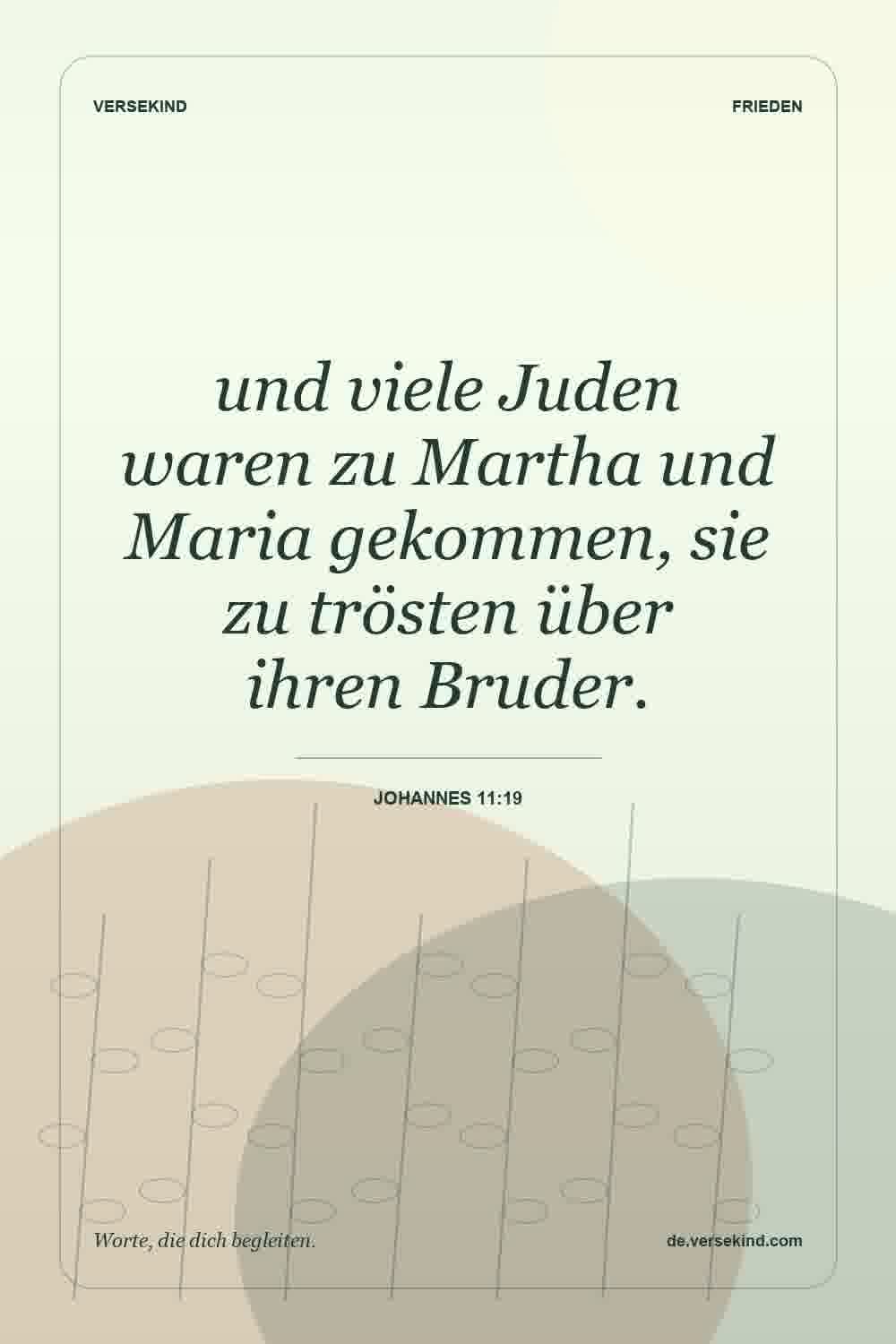 und viele Juden waren zu Martha und Maria gekommen, sie zu trösten über ihren Bruder. — Johannes 11:19