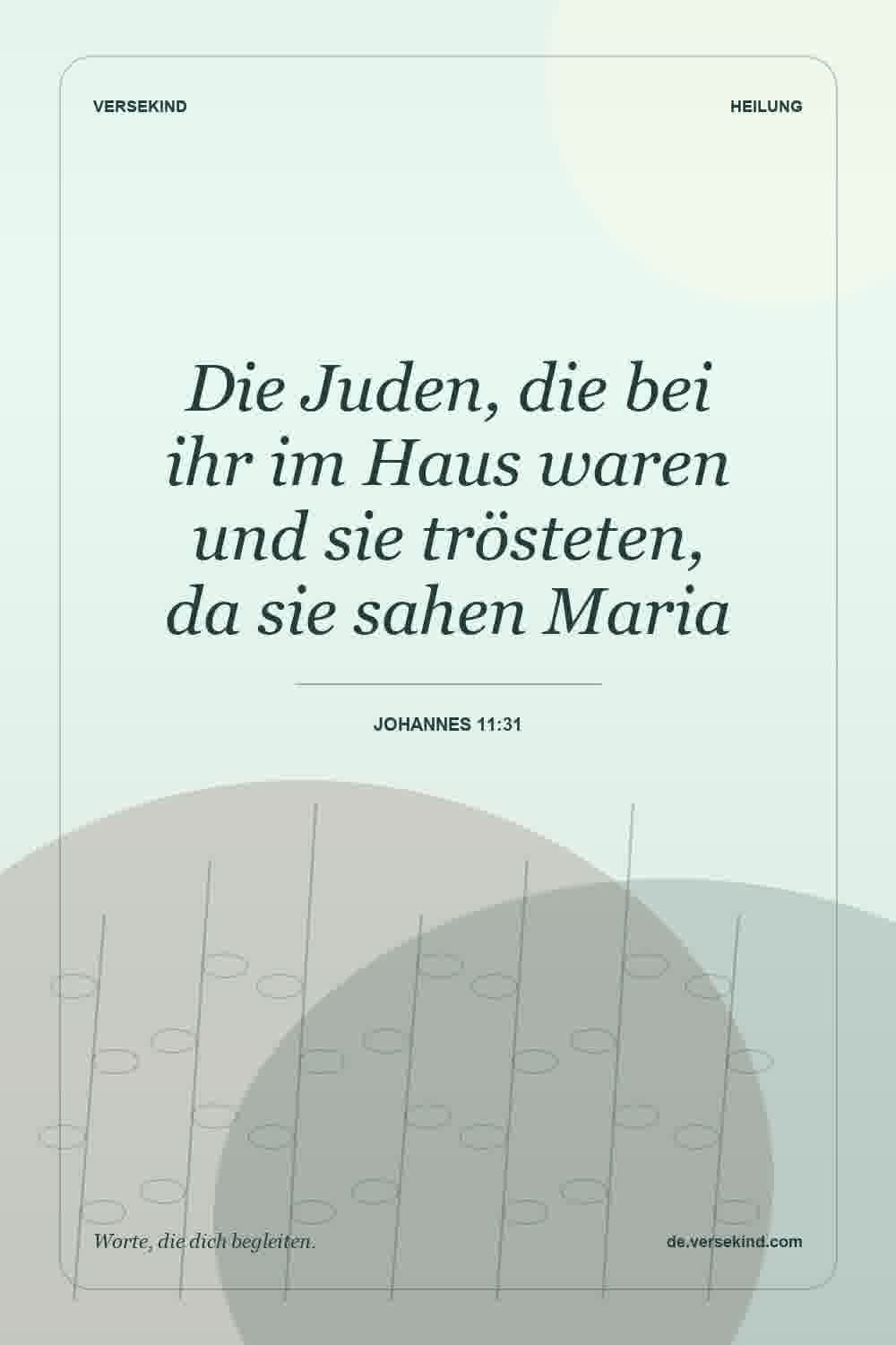 Die Juden, die bei ihr im Haus waren und sie trösteten, da sie sahen Maria — Johannes 11:31