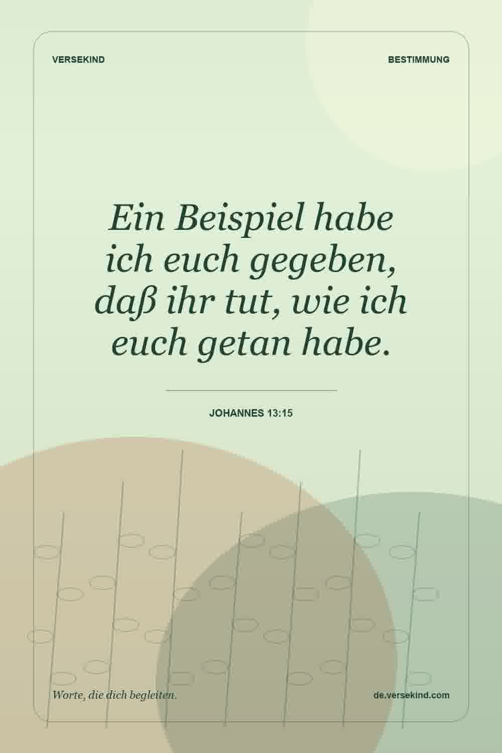 Ein Beispiel habe ich euch gegeben, daß ihr tut, wie ich euch getan habe. — Johannes 13:15