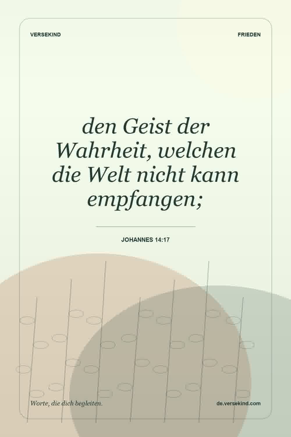 den Geist der Wahrheit, welchen die Welt nicht kann empfangen; — Johannes 14:17