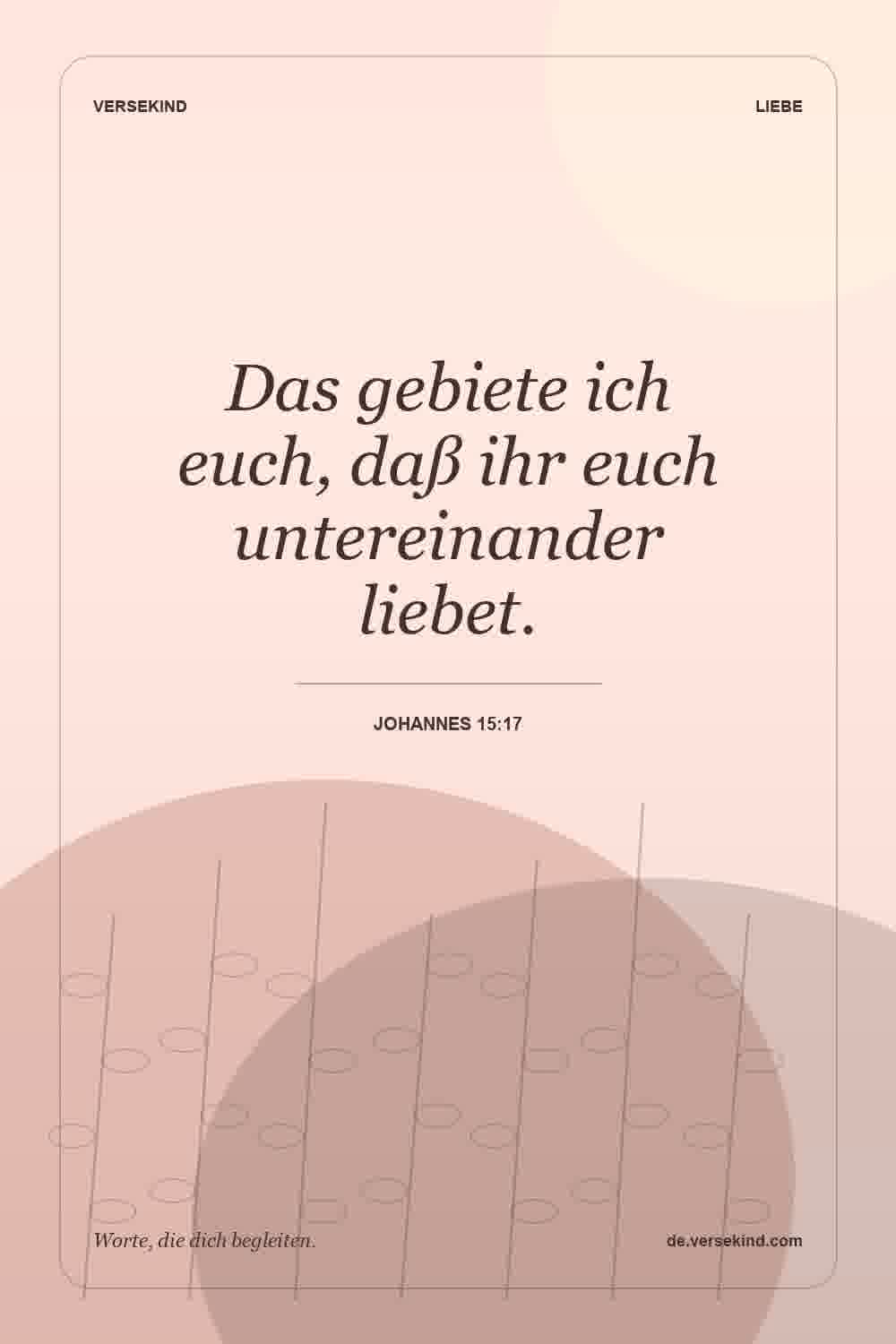 Das gebiete ich euch, daß ihr euch untereinander liebet. — Johannes 15:17