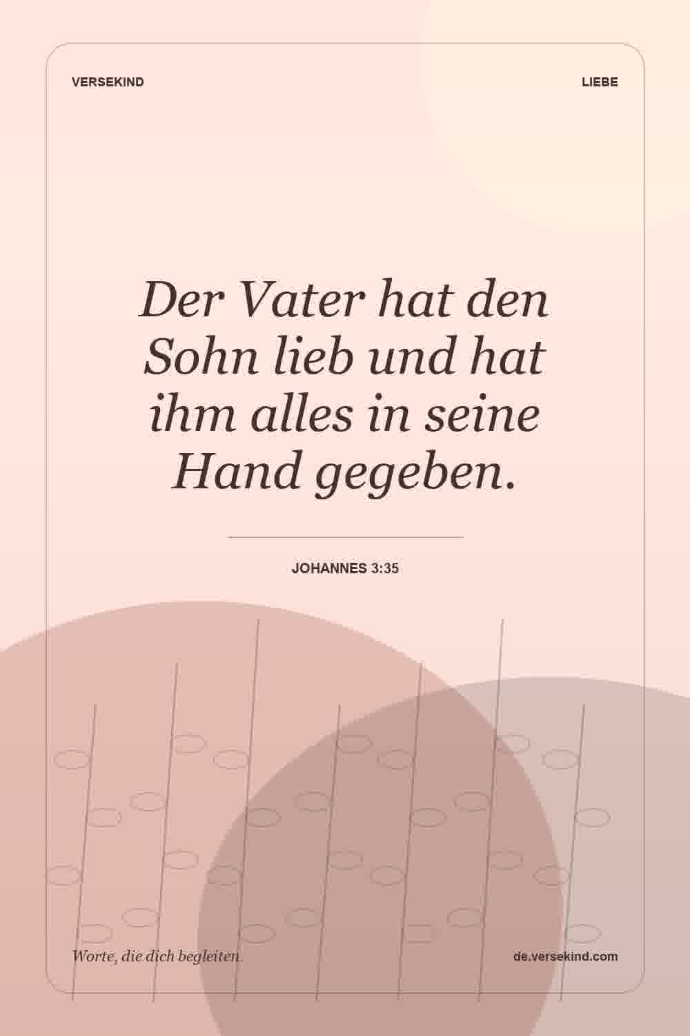 Der Vater hat den Sohn lieb und hat ihm alles in seine Hand gegeben. — Johannes 3:35