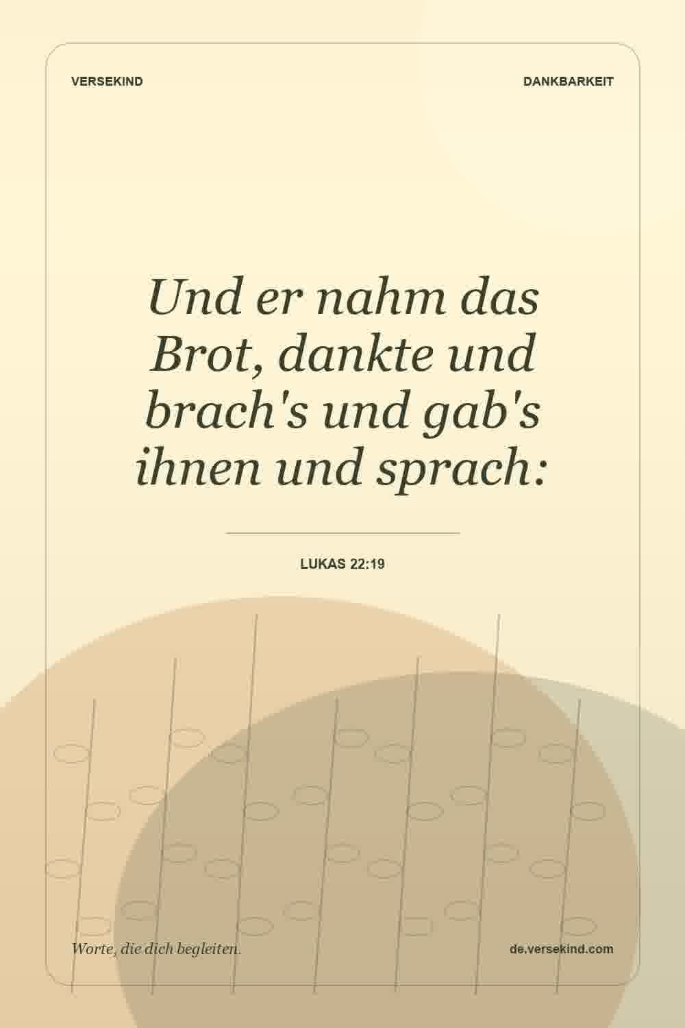 Und er nahm das Brot, dankte und brach's und gab's ihnen und sprach: — Lukas 22:19