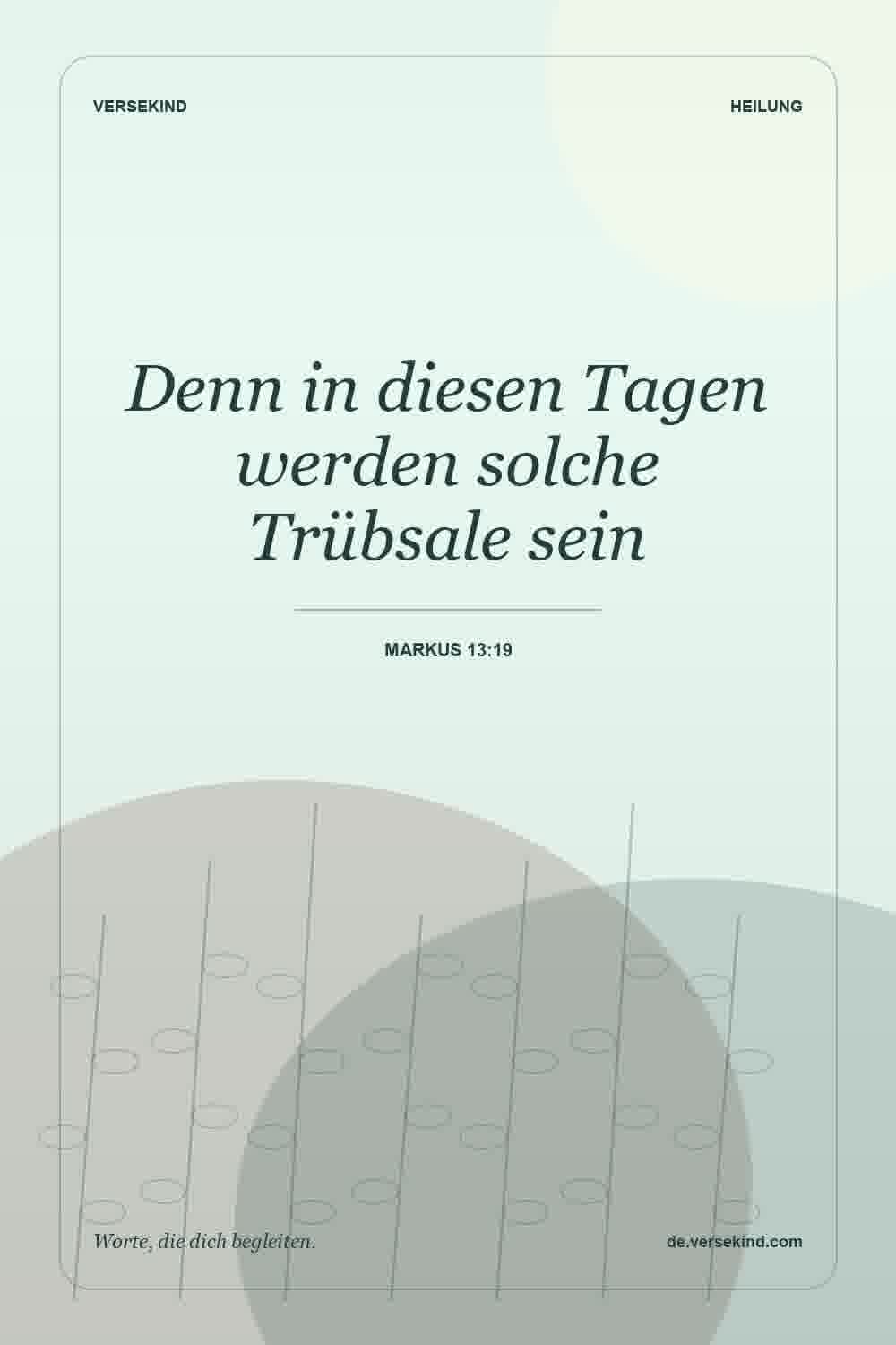 Denn in diesen Tagen werden solche Trübsale sein — Markus 13:19