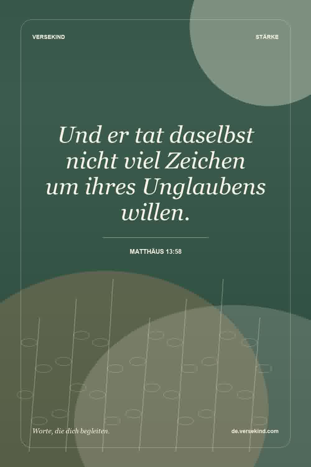 Und er tat daselbst nicht viel Zeichen um ihres Unglaubens willen. — Matthäus 13:58