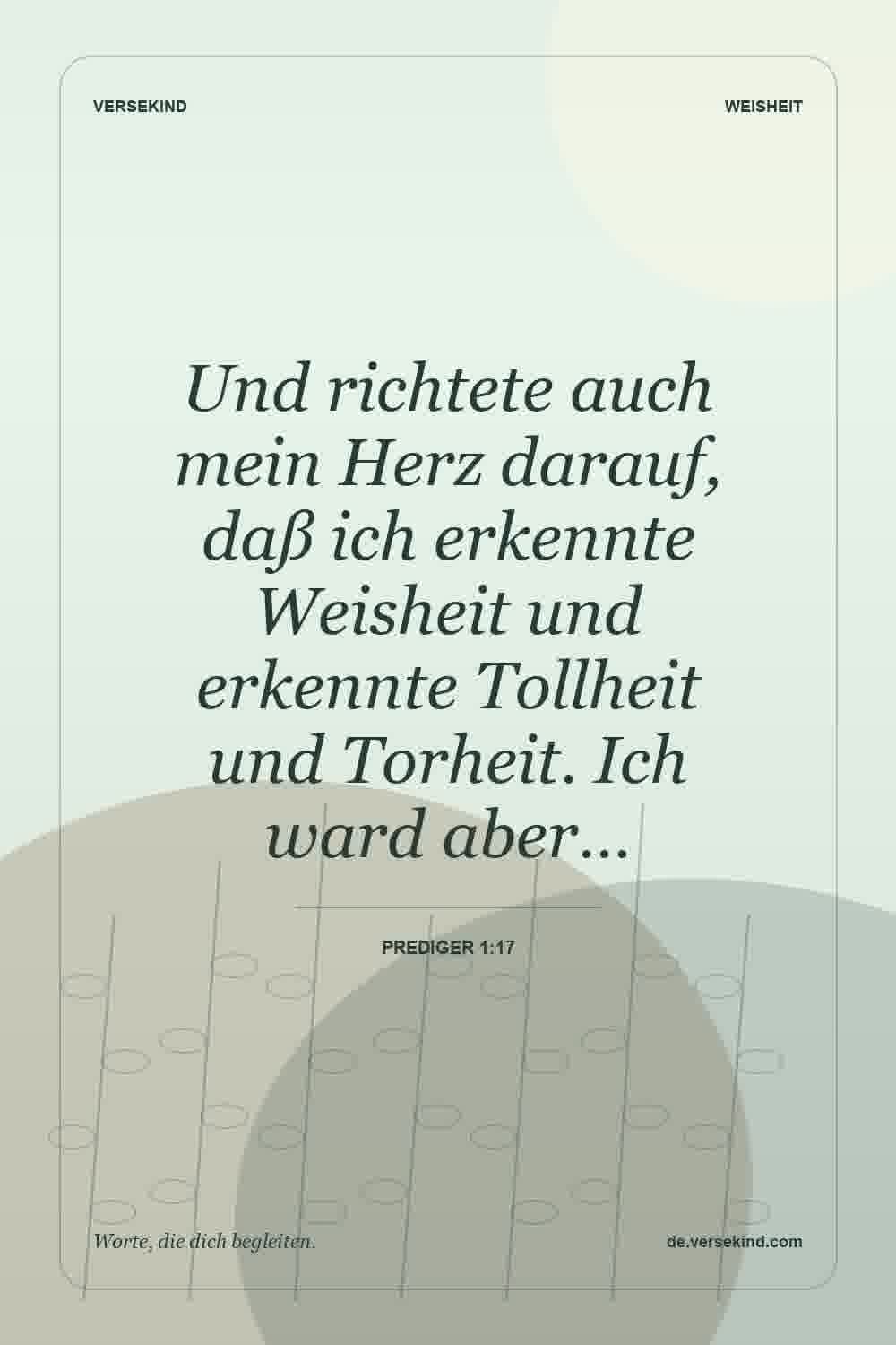 Und richtete auch mein Herz darauf, daß ich erkennte Weisheit und erkennte Tollheit und Torheit. Ich ward aber… — Prediger 1:17