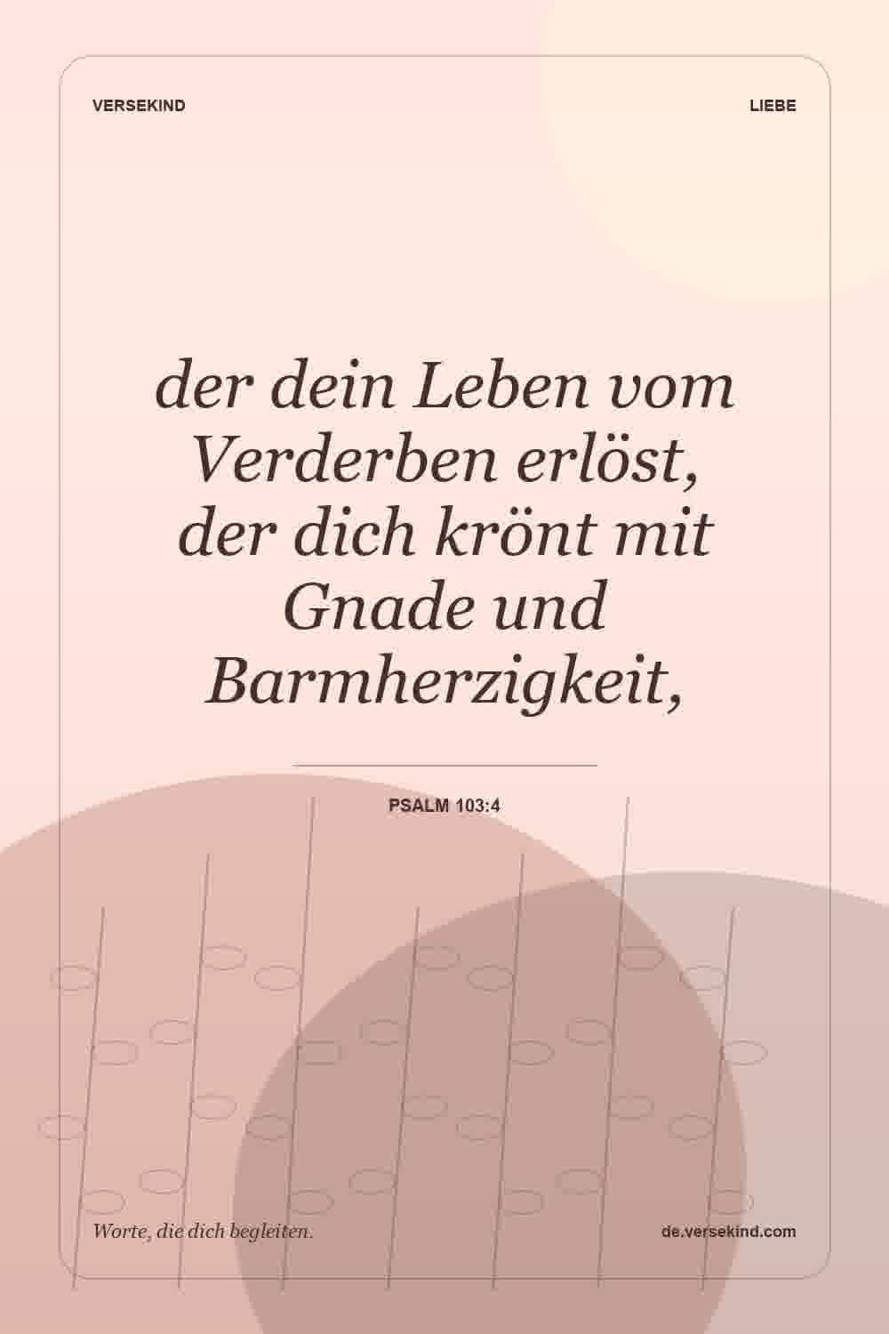 der dein Leben vom Verderben erlöst, der dich krönt mit Gnade und Barmherzigkeit, — Psalm 103:4