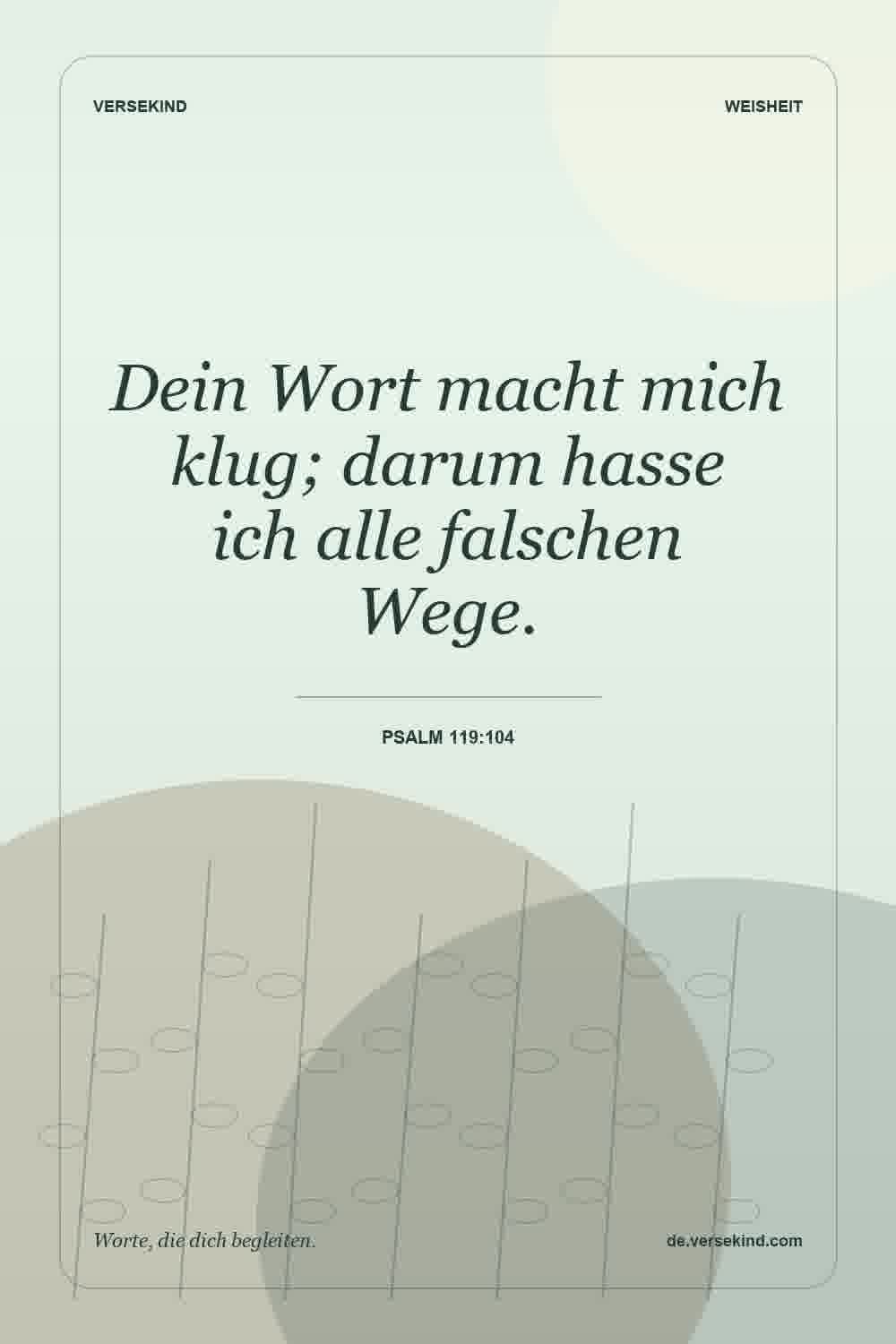 Dein Wort macht mich klug; darum hasse ich alle falschen Wege. — Psalm 119:104