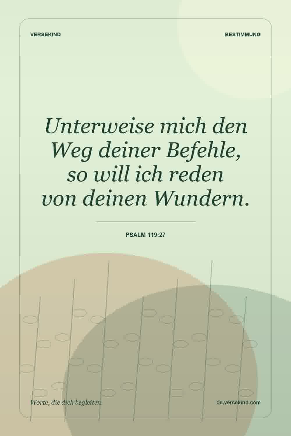 Unterweise mich den Weg deiner Befehle, so will ich reden von deinen Wundern. — Psalm 119:27