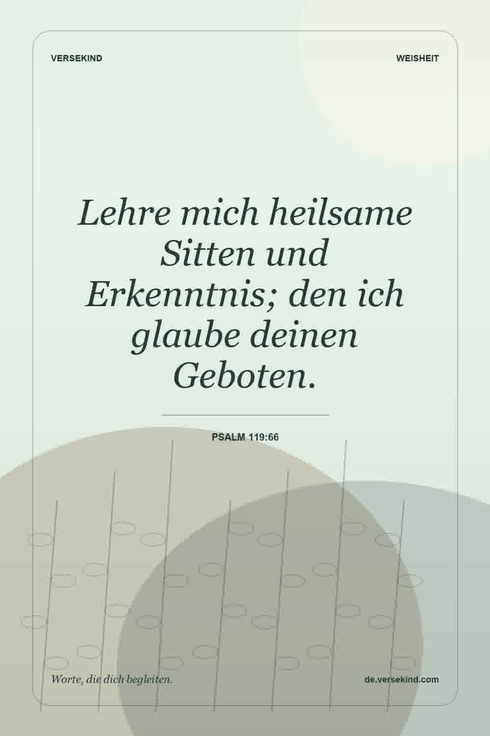 Lehre mich heilsame Sitten und Erkenntnis; den ich glaube deinen Geboten. — Psalm 119:66
