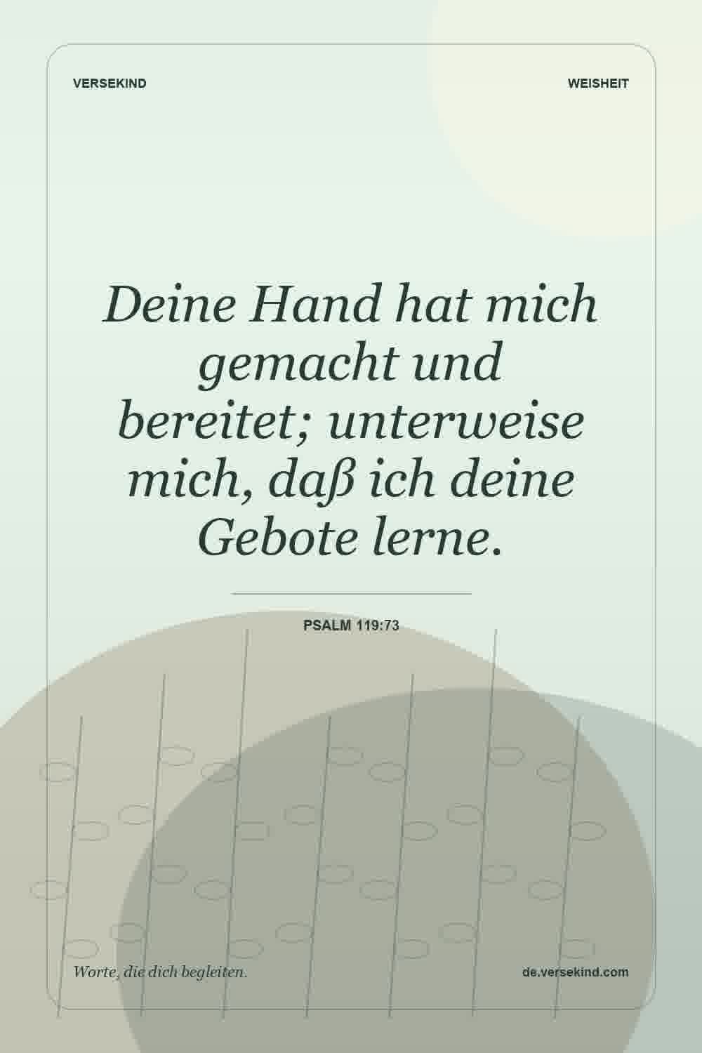 Deine Hand hat mich gemacht und bereitet; unterweise mich, daß ich deine Gebote lerne. — Psalm 119:73