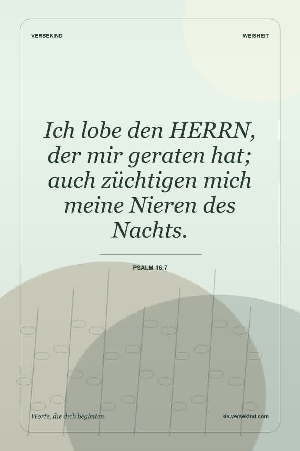 Ich lobe den HERRN, der mir geraten hat; auch züchtigen mich meine Nieren des Nachts. — Psalm 16:7