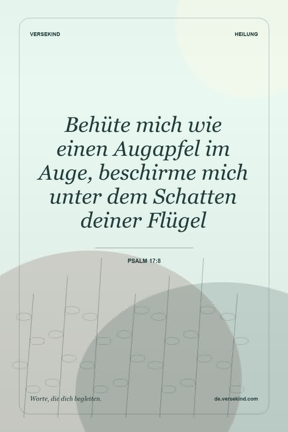 Behüte mich wie einen Augapfel im Auge, beschirme mich unter dem Schatten deiner Flügel — Psalm 17:8
