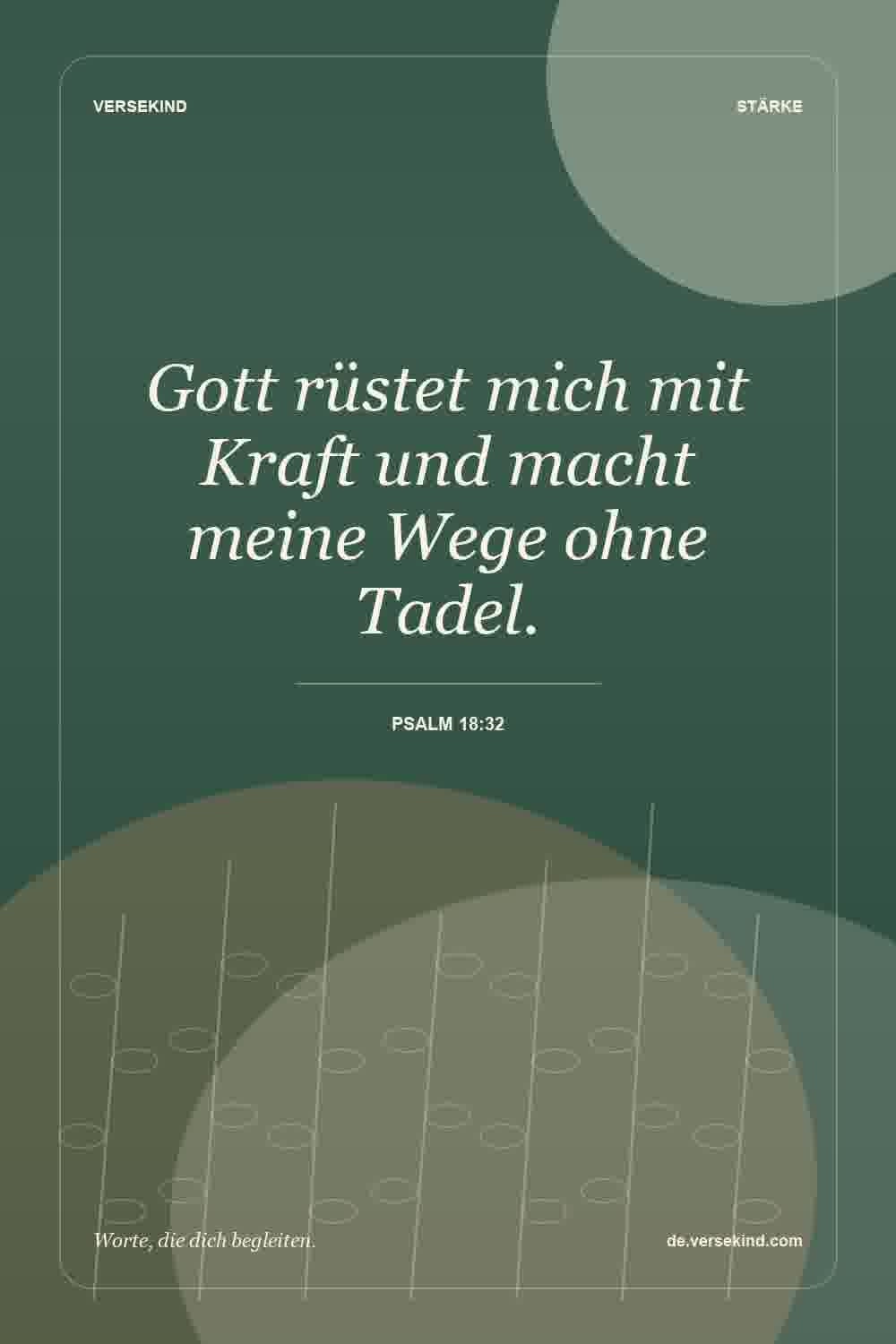 Gott rüstet mich mit Kraft und macht meine Wege ohne Tadel. — Psalm 18:32