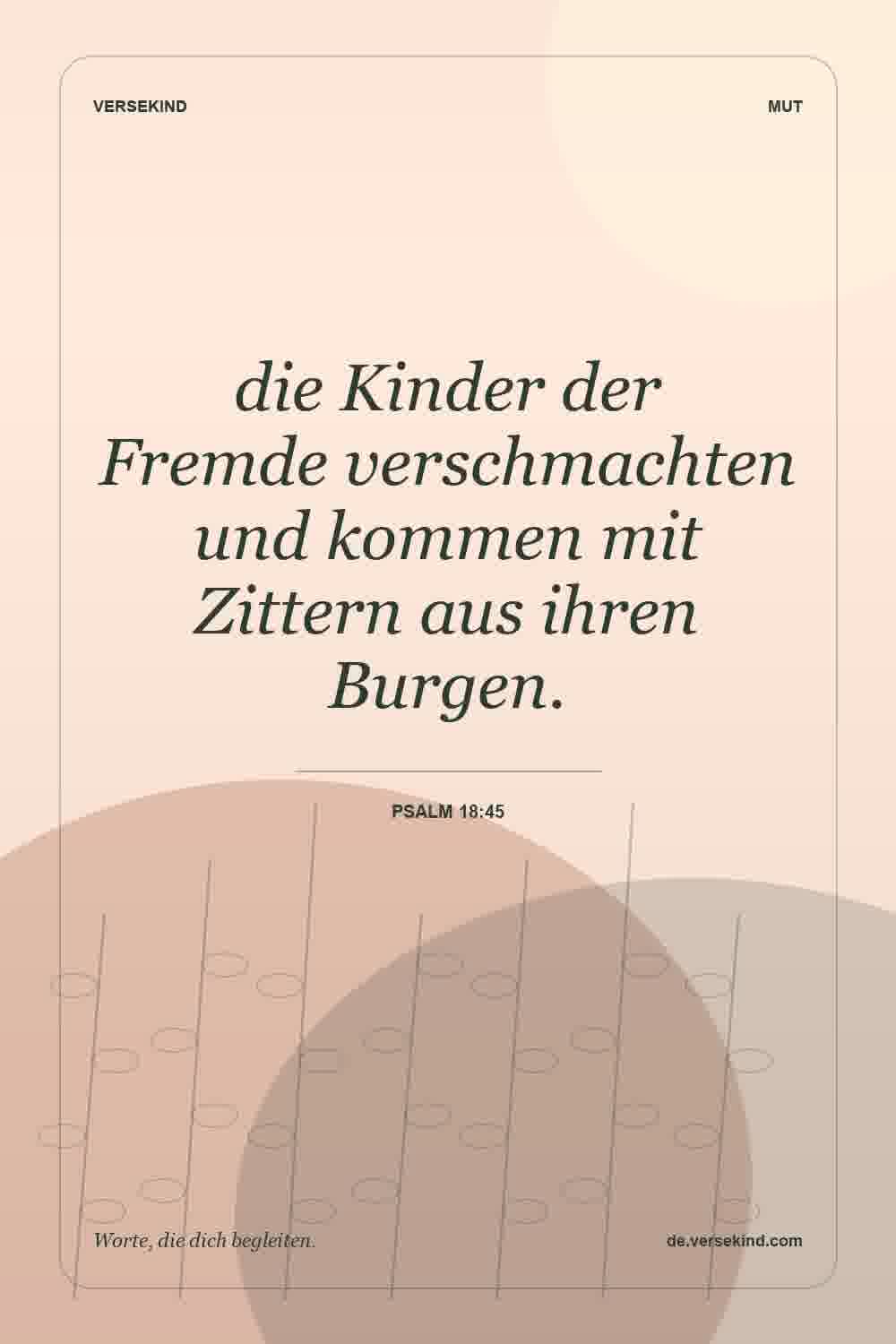 die Kinder der Fremde verschmachten und kommen mit Zittern aus ihren Burgen. — Psalm 18:45