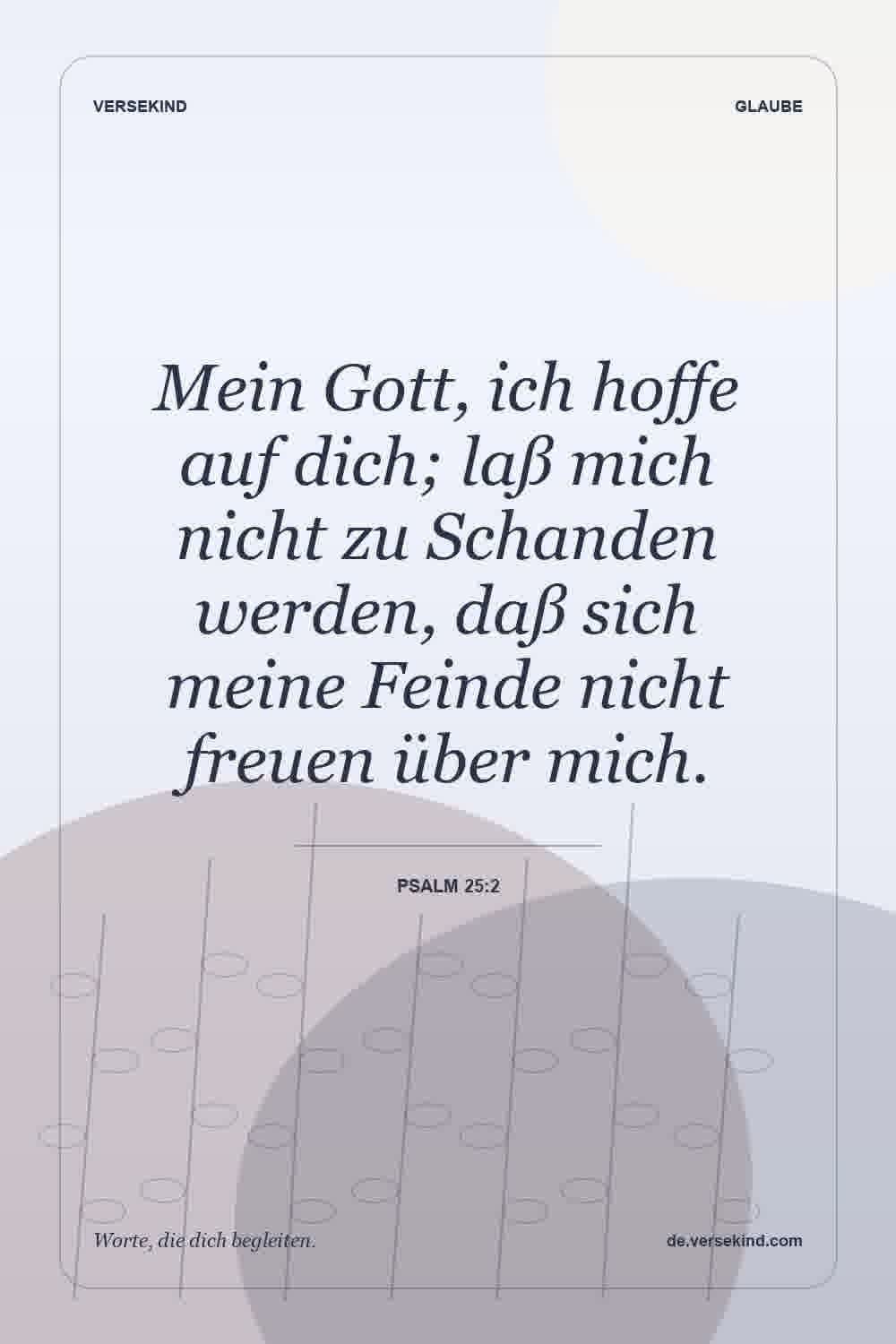 Mein Gott, ich hoffe auf dich; laß mich nicht zu Schanden werden, daß sich meine Feinde nicht freuen über mich. — Psalm 25:2