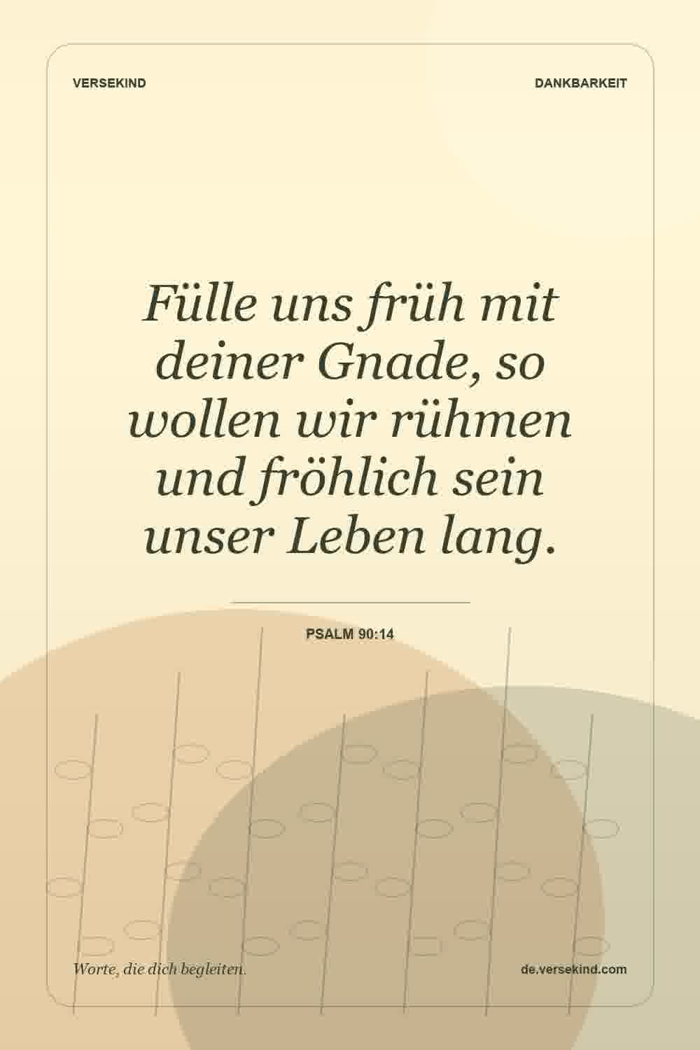 Fülle uns früh mit deiner Gnade, so wollen wir rühmen und fröhlich sein unser Leben lang. — Psalm 90:14