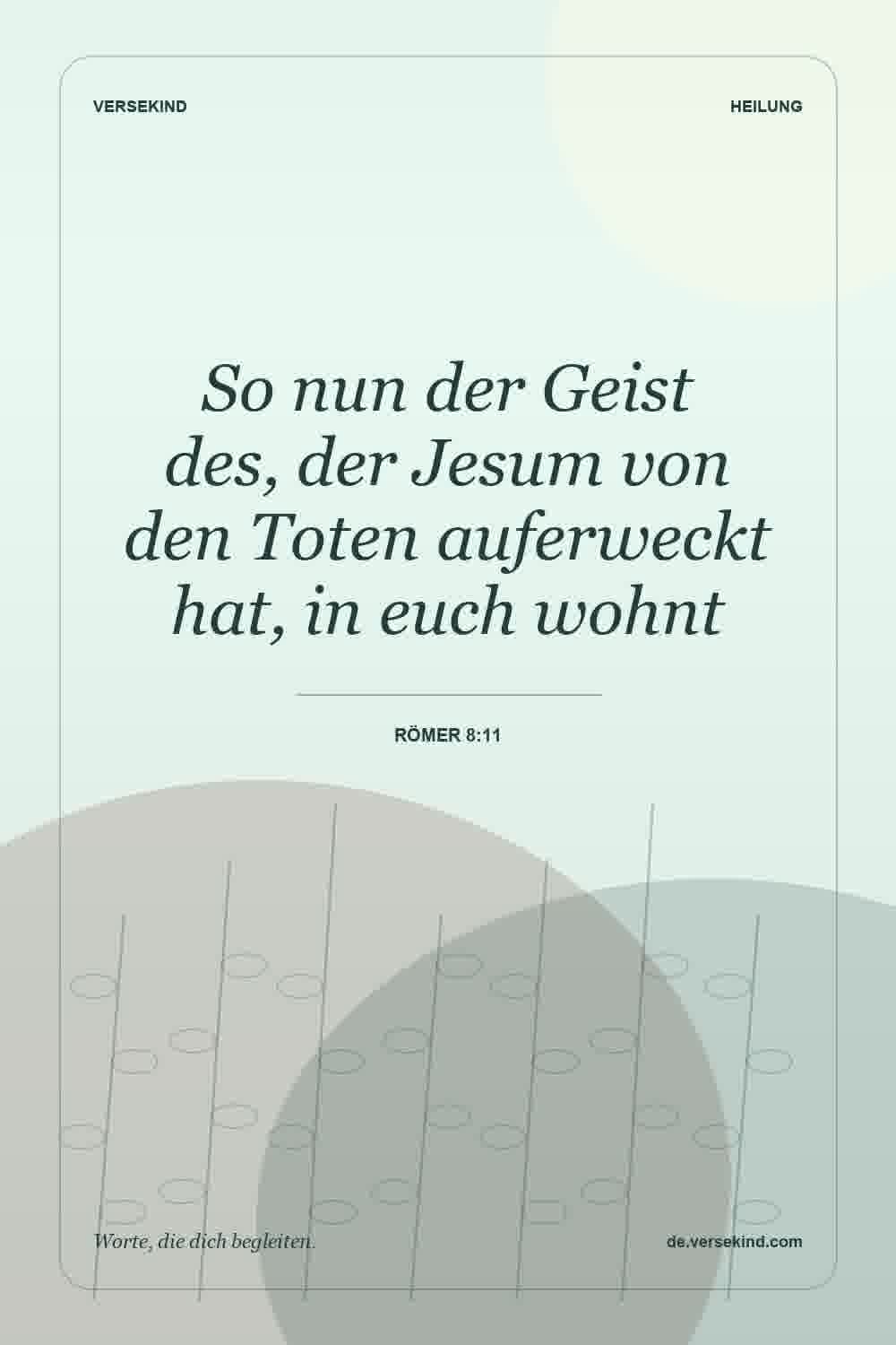 So nun der Geist des, der Jesum von den Toten auferweckt hat, in euch wohnt — Römer 8:11