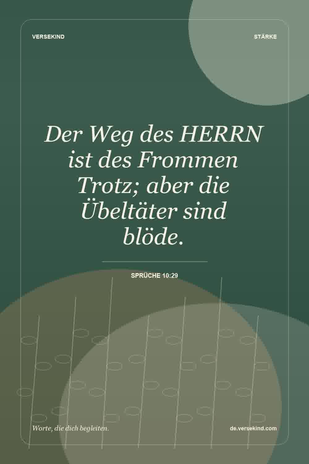 Der Weg des HERRN ist des Frommen Trotz; aber die Übeltäter sind blöde. — Sprüche 10:29